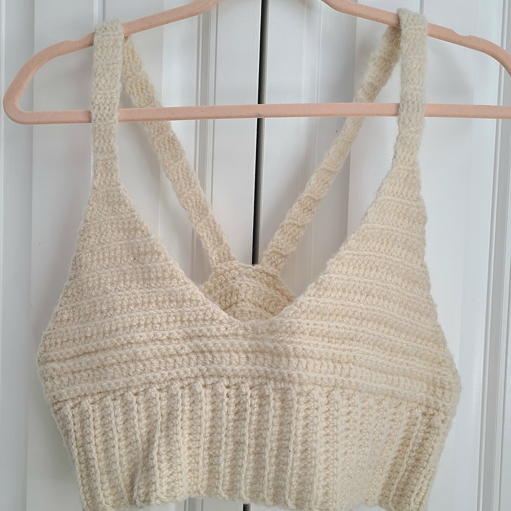 Multiple 100% Wool Crochet Knit Bralettes and Cropped Tanktops